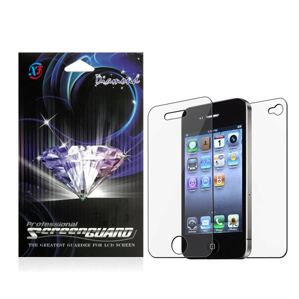 Front/ Back Diamond Screen Protector Film For Apple iPhone 4/ 4S(2-Pack)
