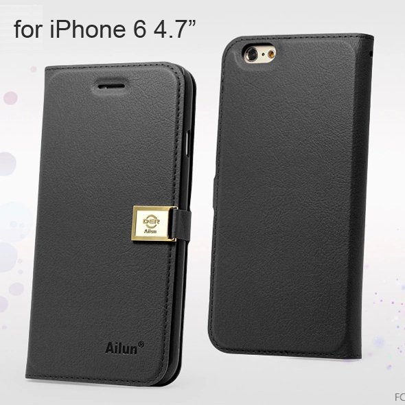 Ailun Luxury Leather Wallet Case Protective Cover for iPhone 6S & iPhone 6 4.7" - Black