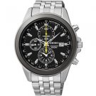 SEIKO Men's Chronograph Black Dial Yellow Accent Stainless Steel Watch - SNDF09
