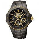 SEIKO Men's Coutura Black Ion Dial Gold Accent Automatic Kinetic Watch - SNP070