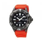 SEIKO Men's Solar Black Dial Orange Strap Diver's Watch - SNE245