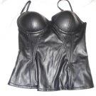 (S) Charlotte  Russe black "leatherette material" bustier w/padded bra