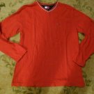 (Men-M) Tommy Hilfiger red long sleeves soft ribbed v-neck sweater top