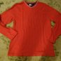 (Men-M) Tommy Hilfiger red long sleeves soft ribbed v-neck sweater top