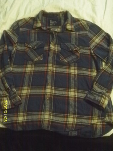 (Men (2XL-Tall) American Eagle red-white-blue plaid "Vintage Fit"  Shirt
