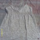 (Jnr XS) HCO beige/wh floral v-neck babydoll tank top