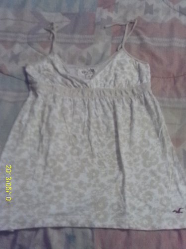 (Jnr XS) HCO beige/wh floral v-neck babydoll tank top