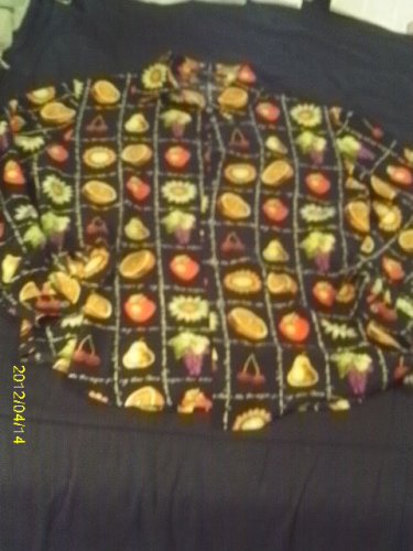 (12) Ladies Ishyu silk "Fruity" Long sleeves button front shirt