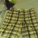(Youth 18 Husky)Urban blue-yellow-brown plaid bermuda shorts