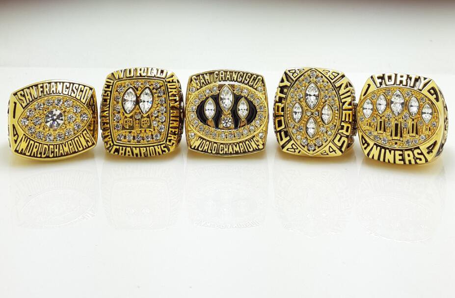 A Set San Francisco 49ers ring 1981 1984 1988 1989 1994 super bowl ...