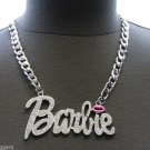 HUGE Barbie Pendant Collar Breastplate Plate ID Tag Sexy Gold Silver Necklace