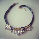 H&M ROPE HM GEM Neon Yellow Stone Rhinestone Collar Drop Choker Blogger Necklace