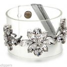 HUGE Lucite Rhinestone Clear Bracelet Cuff Wedding Bridal Runway Statement