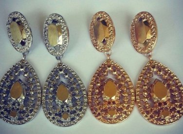 Giant Oversized DESIGNER Royal Statement Gold Silver Vintage Runway Earrings