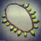 Spike Hot Neon Yellow Rhinestone Gold Chain Collar High Fashion Runway Necklace