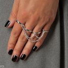 NEW 4 Finger Knuckle Armor Cage Ring Slave Chain Adjustable Silver Gold
