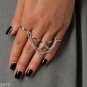 NEW 4 Finger Knuckle Armor Cage Ring Slave Chain Adjustable Silver Gold