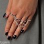 NEW 4 Finger Knuckle Armor Cage Ring Slave Chain Adjustable Silver Gold