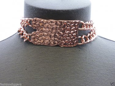 New Bar Collar Choker Hammered Metal Rose Gold Silver Celebrity Hip Hop Necklace