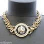SET Lion Medallion Curb Chain Collar Gold Silver Celebirty Lot Earrings Necklace