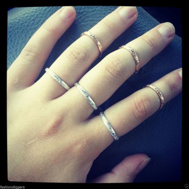 Mid Simple Minimal Bar Above the Knuckle Midi Silver Gold Cage Filigree Ring