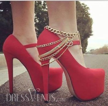 New Sexy Chain Ankle Boot Strap Heel Anklet Armor Rare Hot Clubwear Gold Heels