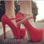 New Sexy Chain Ankle Boot Strap Heel Anklet Armor Rare Hot Clubwear Gold Heels
