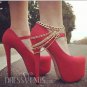 New Sexy Chain Ankle Boot Strap Heel Anklet Armor Rare Hot Clubwear Gold Heels