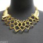 Vintage Runway Inspired Bold Gold Wire Marcasite Statement Collar Necklace