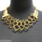 Vintage Runway Inspired Bold Gold Wire Marcasite Statement Collar Necklace