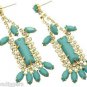 Luxury Turquoise Huge Cabochon POP Rhinestone Summer GLAM Runway NEW Earrings