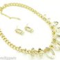 Huge Luxury LUX Rhinestone Gold Statement Teardrop Rich Expensive Necklace