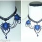 Victorian Shourouk Jewelry Rhinestone Burst Royal Blue Statement Runway Necklace