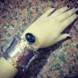 Huge Runway Stone Gold Galaxy Arty Tie Dye Cuff Bracelet Black