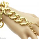 HEAVY METAL Curb Slave Chain Hand Ring Bracelet Chunky Silver Gold Minimal Mod