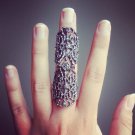 Insane FILIGREE Gunmetal Rhinestone Statement Hinge Cage Ring Hot Rare US 7 - 8