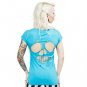 Sourpuss Roxy Skull Cutout Tee Cute Rockabilly Turquoise