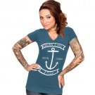 Rock Steady Like A fish V Neck Rockabilly Psychobilly Punk Sailor Tee Shirt
