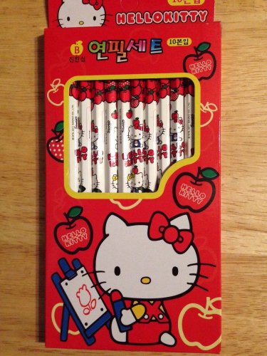 Sanrio HELLO KITTY B Lead School Red Set 10 Pencils~Kawaii!