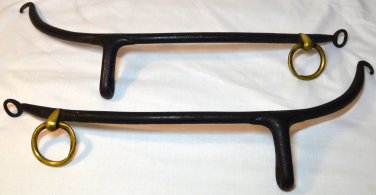 Pair of Rustic Cast Iron Horse Tack Hames Brass Rings