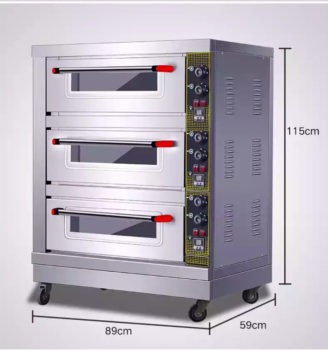 Electric Pizza Oven 3 Decks 3 Trays Stainless Steel Electric Pizza Oven