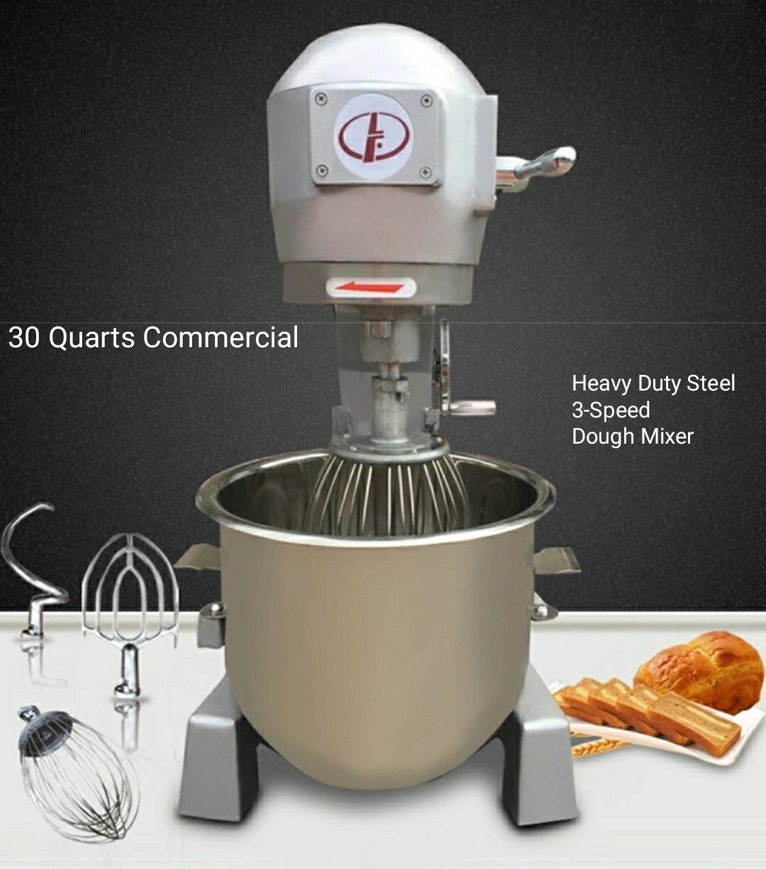 Dough Mixer 55 lb. Spiral Dough Mixer with 30 Qt Quart Bowl