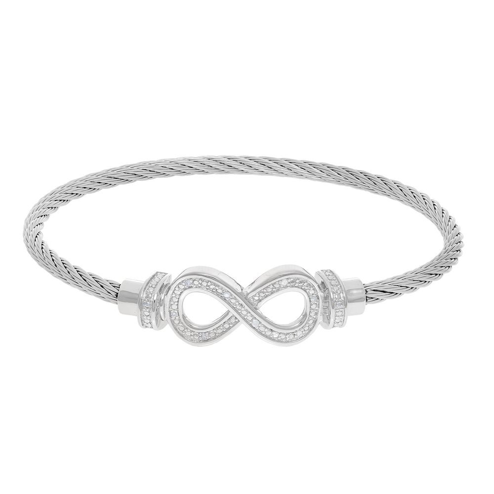 Montreaux Silver Twisted Cable Infinity Bracelet With Diamonds