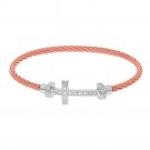 Montreaux Diamond Sideways Cross Set in Sterling Silver With Rose Toned Stainless Steel Bracelet