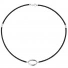 Montreaux Black Toned Sterling Silver & Stainless Steel Oval Necklace With Diamond Accents