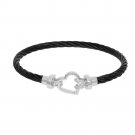 Montreaux Black Toned Sterling Silver Heart and Stainless Steel Bracelet With Diamond Accents