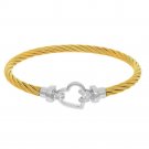 Montreaux Gold Toned and Sterling Silver and Stainless Steel Heart Bracelet With Diamond Accents