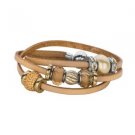 Personality jewelry collection Tan Italian Leather Wrap-Around Bracelet with magnetic screw off lock