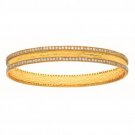 Silver Yellow tone Bangle Studded with Double Row White Cubic Zirconia