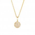14kt Yellow Gold and .10ct of Diamonds Shiny small Round on cable link chain.